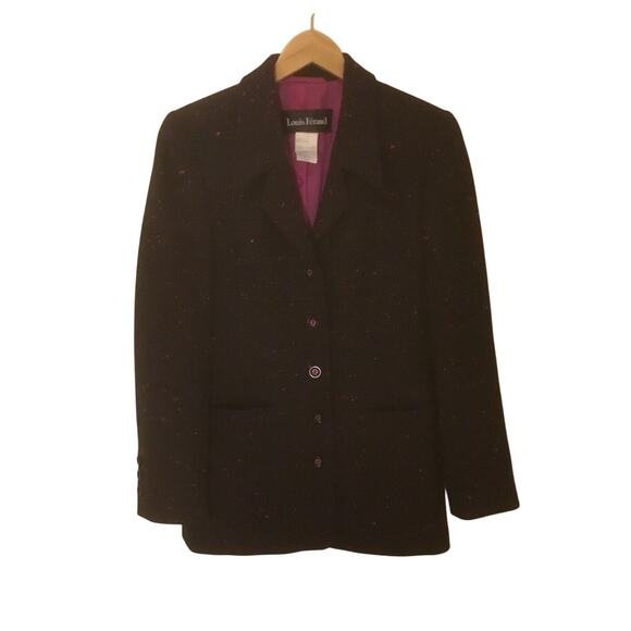 Vintage 1990s Louis Feraud Black purple wool Blazer - Picture 1 of 9